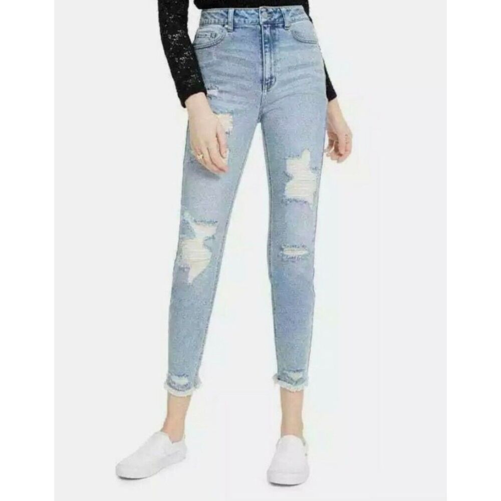 TINSELTOWN Juniors' Destructed Mom Jeans Size 9
